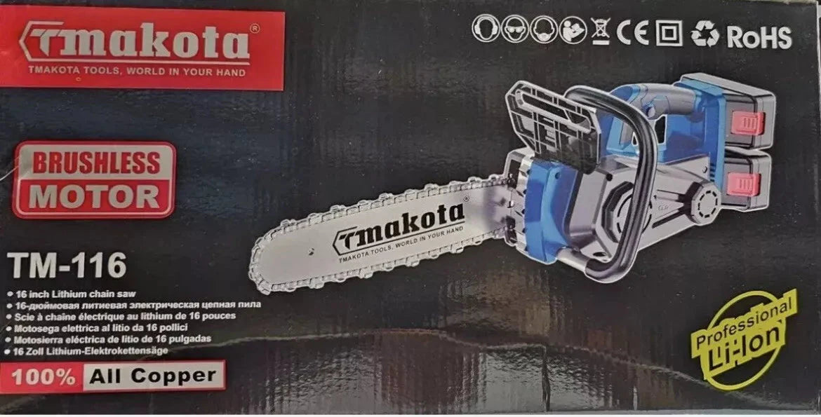 Motosega A Batteria 16 Pollici 2 batterie 68V Con Doppio Caricatore E valigetta Makota