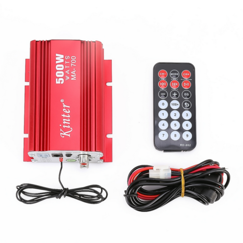 Mini Amplificatore Stereo Audio 500W 2Ch 12V Dc Usb Sd Fm Telecomando Ma700-Bt