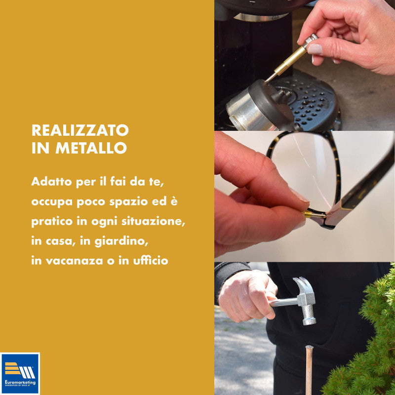 - Promo Ottobre - Intergross Scrhammer Multiutensile 6in1 con Martello Rimuovi Chiodi 4 Cacciaviti Inclusi nel Manico