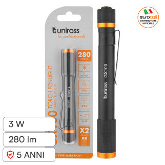 Uniross GX100 Torcia LED 3W Tascabile Multifunzione IPX4 - mod. U322484