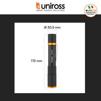 Uniross GX500 Torcia LED 10W 1000lm Multifunzione Ricaricabile IPX4 con Cavo USB - mod. U322491
