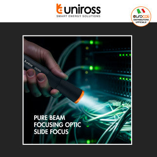 Uniross GX500 Torcia LED 10W 1000lm Multifunzione Ricaricabile IPX4 con Cavo USB - mod. U322491