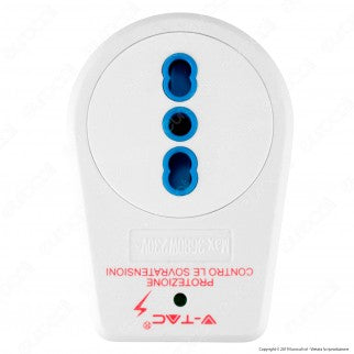 V-Tac Adattatore Singolo con Protezione Contro le Sovratensioni Colore Bianco - SKU 8832