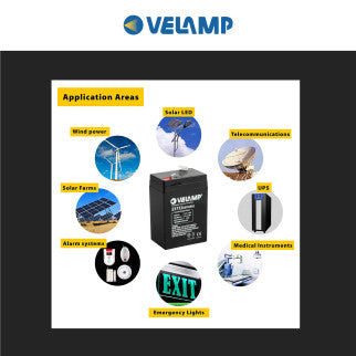 Velamp Batteria al Piombo 6V 4Ah Ricaricabile con Attacchi Faston - mod. 23722