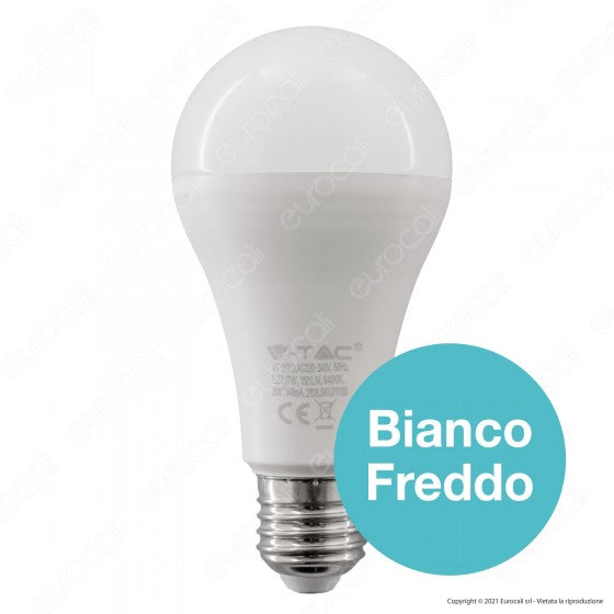 V-TAC PRO VT-217D LAMPADINA LED E27 17W BULB A65 CHIP SAMSUNG DIMMERABILE - SKU 20188 / 20189 / 20190 - Consegna in 1-5 giorni lavorativi