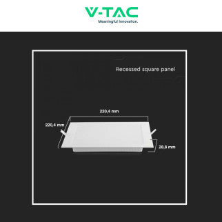 V-Tac VT-61018 Pannello LED Quadrato 18W SMD da Incasso con Driver - SKU 10486 / 10487 / 10488