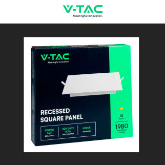 V-Tac VT-61018 Pannello LED Quadrato 18W SMD da Incasso con Driver - SKU 10486 / 10487 / 10488