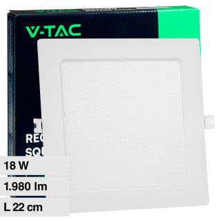 V-Tac VT-61018 Pannello LED Quadrato 18W SMD da Incasso con Driver - SKU 10486 / 10487 / 10488